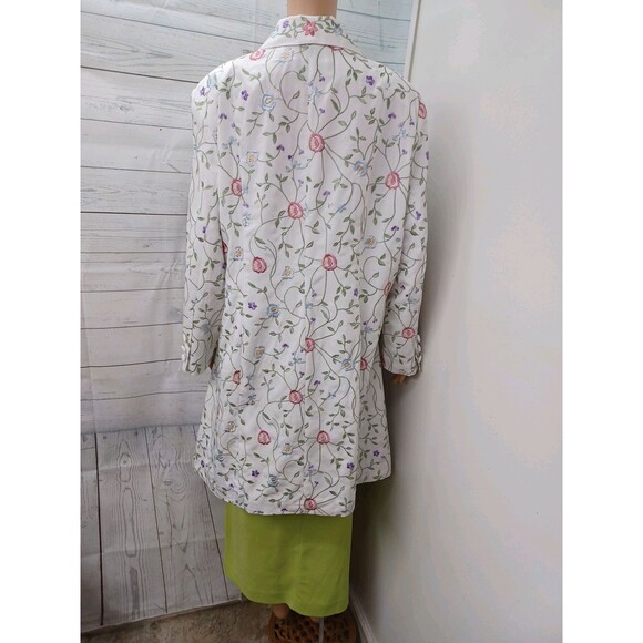 Maggie Sweet/Lily Taylor Green White Floral Suit Set 2 Pc Jacket Skirt Sz 1X - Picture 5 of 9